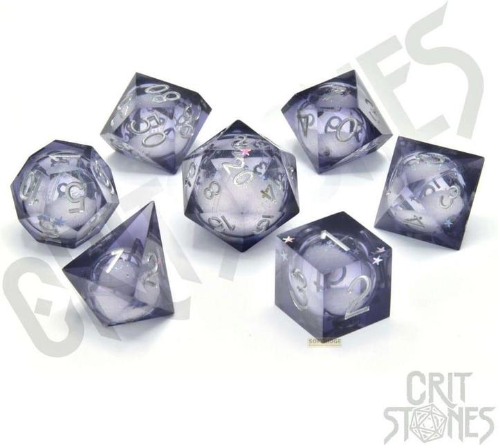 Glass Staff CritStones Liquid Core Würfel Set Orbital Tide (silver ink) (7)