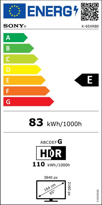 Energy Label Sony K-65XR80PAEP (65", Bravia 8, OLED, 4K, 2024)