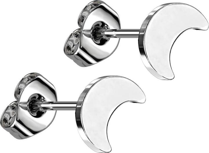 Star Piercing Threadless Ohrstecker silber Mond silber (Titan G23, ohne Messing)