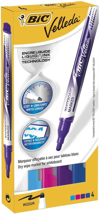 Produktbild Bic Trocken abwischbarer Marker VELLEDA LIQUID INK Farbmischung FASHION 4 (Hellblau, Lila, Rosa, Dunkelblau, 4.20 mm)