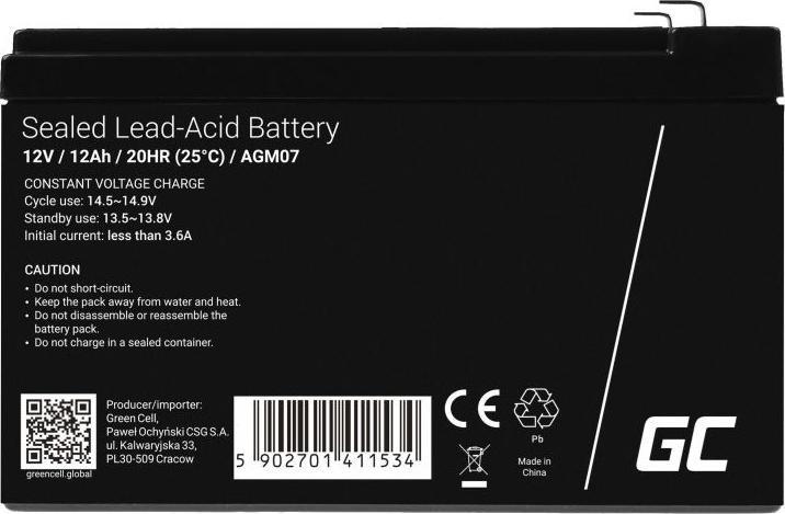 Immagine prodotto GreenCell AGM07 (12 V, 12 Ah)