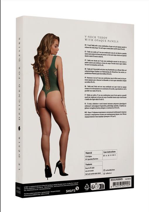 Actual product image Le Désir V-Neck Teddy with Opaque Panels - One Size (One size)