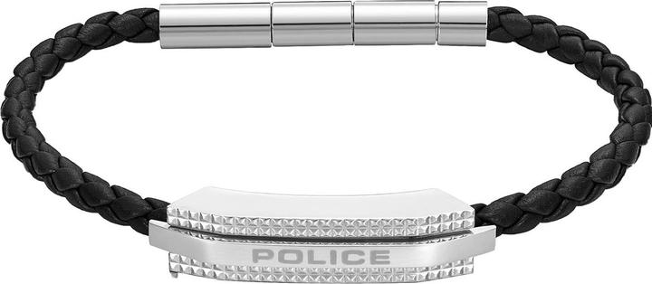 Police Gripcord Armband (19 cm, Leder, Edelstahl)