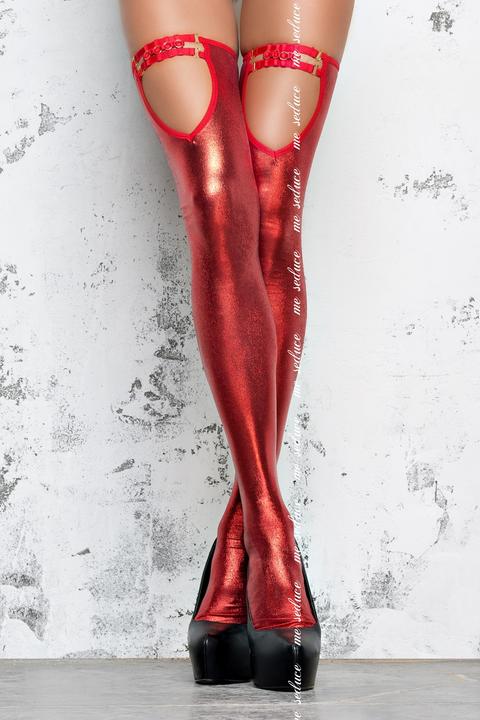 Actual product image Me Seduce red wetlook stockings RED DEVIL (XXL, 3XL)