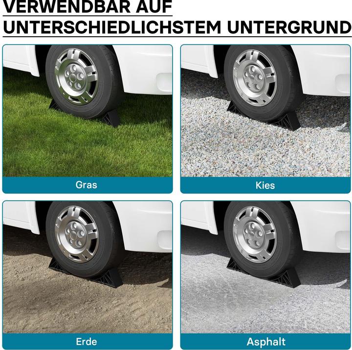 Produktbild Wiltec Unterlegkeile inkl. Halterung 1,6t 2x Bremskeil PKW-Anhänger Hemmschuhe