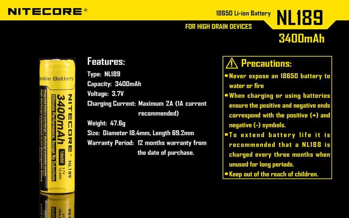 Produktbild Nitecore 18650 Rechargeable Battery 3400mAh
