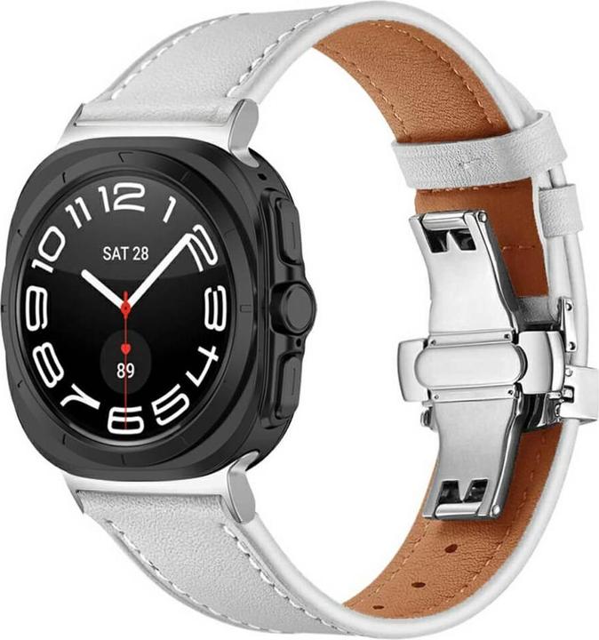 Image du produit Cover-Discount Galaxy Watch Ultra (47mm) - Bracelet de remplacement en cuir avec boucle papillon (Cuir)