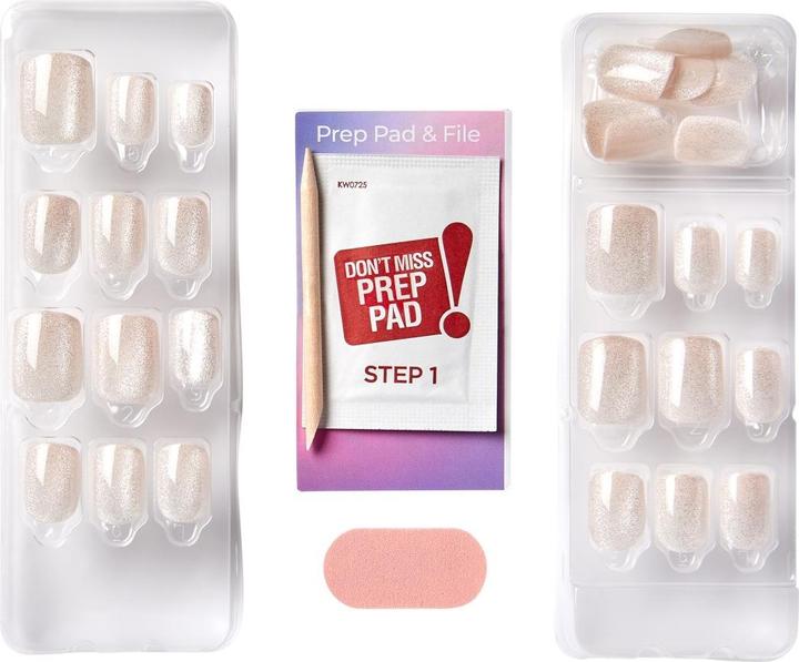 Produktbild KISS Glue-on nails ImPRESS Color FX - Rebel 30 pcs (Nagelstyling Set, Rebel Light White)