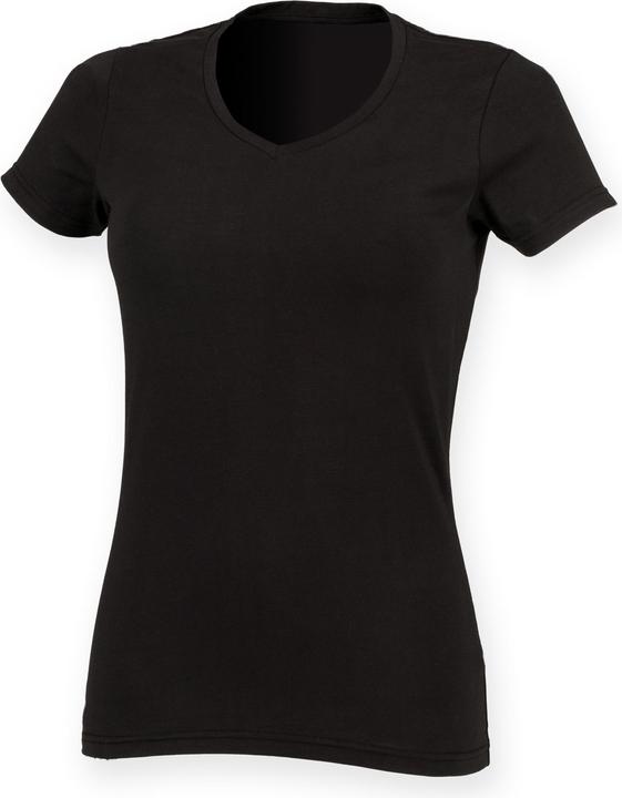 Immagine prodotto Skinni Fit T-shirt Feel Good elasticizzata con scollo a V e maniche corte (L)
