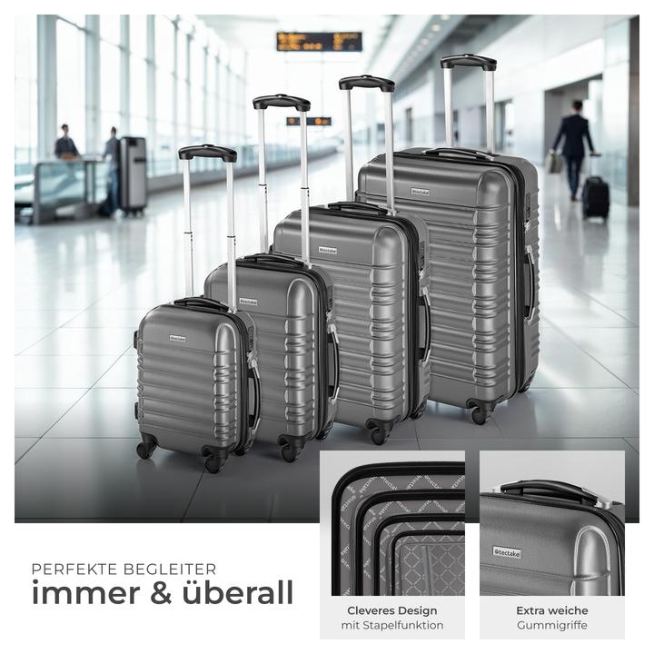 Immagine prodotto tectake Set di valigie rigide (106 l, Bagaglio a mano (fino a 50 litri), M (50 - 90l), L (90 - 115l))