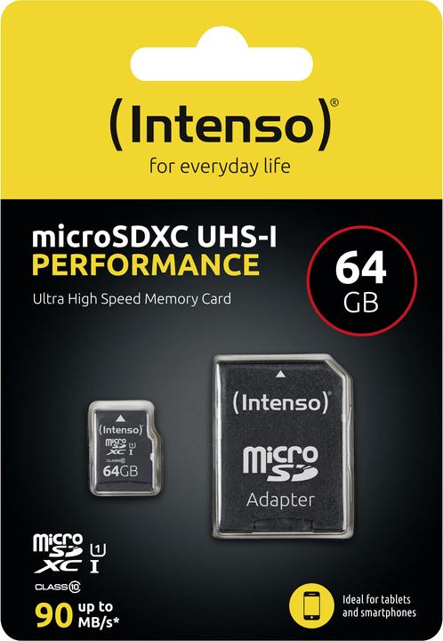 Actual product image Intenso Performance (64 GB, microSDXC, U1, UHS-I)