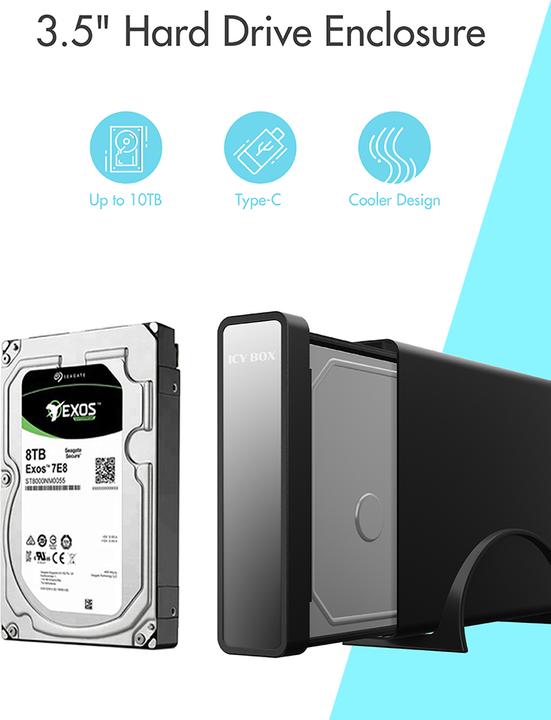 Image du produit Icy Box IB-382H-C31 Boîtier avec hub USB (3.5", 2.5")