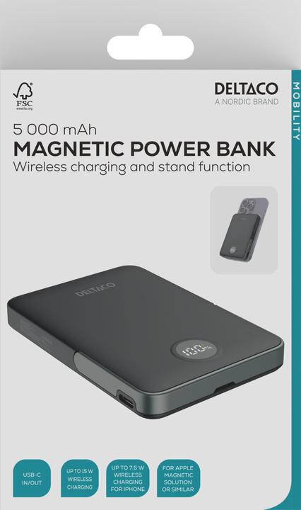 Actual product image Deltaco Power Bank - 5000 mAh Powerbank - Sort - 5000 mAh (5000 mAh, 20 W, 19250 Wh)