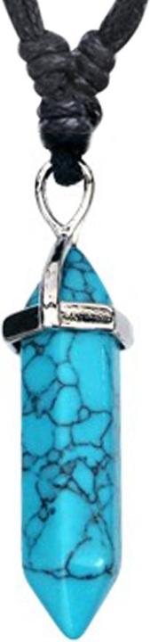 Star Piercing Halskette schwarz Anhänger Kristall aus Türkis Stein (Mineralisch, Messing)