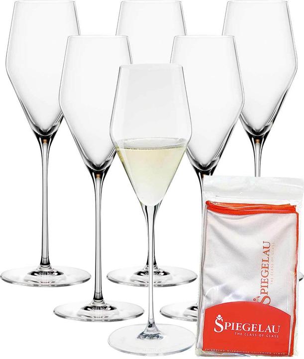 Produktbild Spiegelau Definition Champagnergläser + Poliertuch (25 cl, 6 Gläser, Sektgläser)