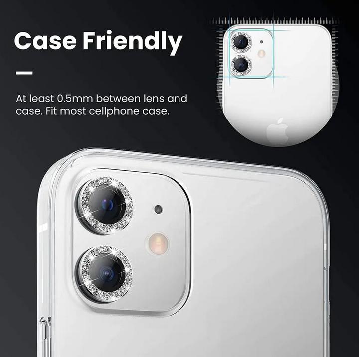 PhoneLook /13 Mini Schutzringe für Kamera Linsen mit Glitzernden Diamanten (1 Stück, Apple iPhone 13)