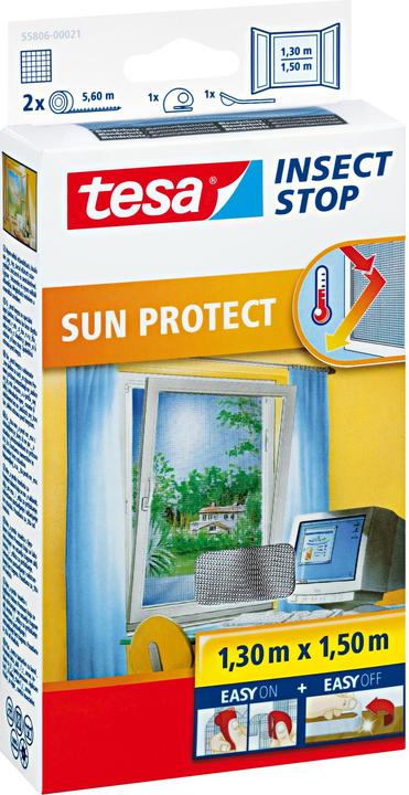 tesa Insektenschutz COMFORT für Fenster, mit Klettband, selbstklebend, ohne Bohren (130 x 150 cm)
