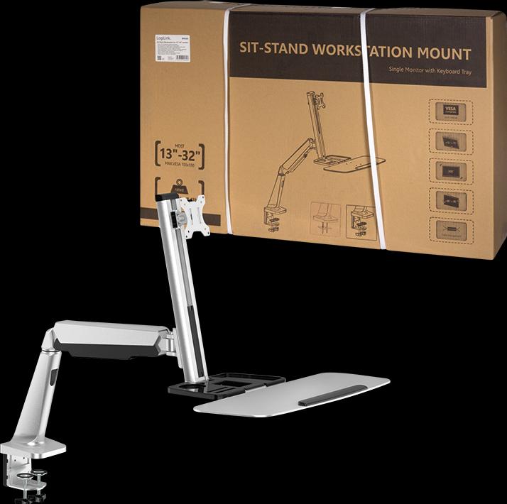 Produktbild LogiLink 1332 Sitz/Steharbeitsplatz MonitorSchreibtischhalterung (Tisch, 33")