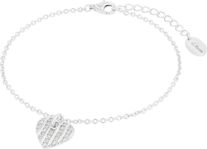 S.Oliver Armschmuck für Damen, 925 Sterling Silber, Zirkonia synth. | Herz (20 cm, Silber 925)