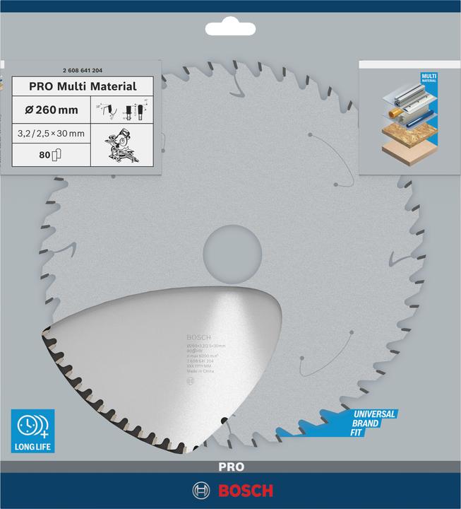 Actual product image Bosch Professional Zubehör PRO Multi Material circular saw blade, 260 x 3.2 x 30 mm