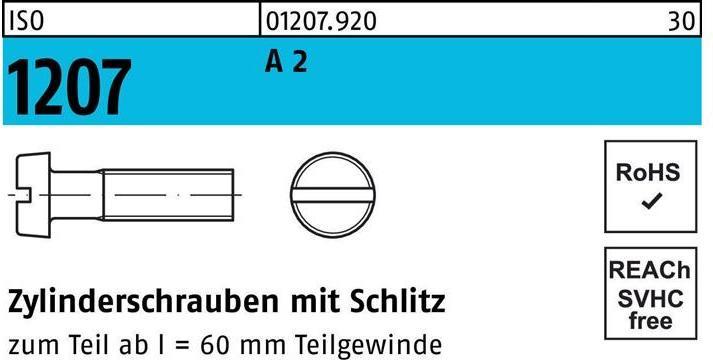 Image du produit Vis à tête cylindrique ISO 1207 fendue M 3,5 x 20 A 2 (200 Vis par pièce)