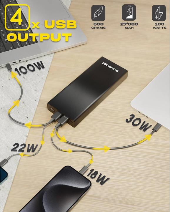 Image du produit Sunslice Batterie externe "Gravity 27" (27000 mAh, 100 W, 99.90 Wh)