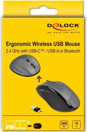 Actual product image Delock Ergonomic optical 5 buttons 7.60cm (3") 1 mouse 2.4 GHz and Bluetooth (Wireless)