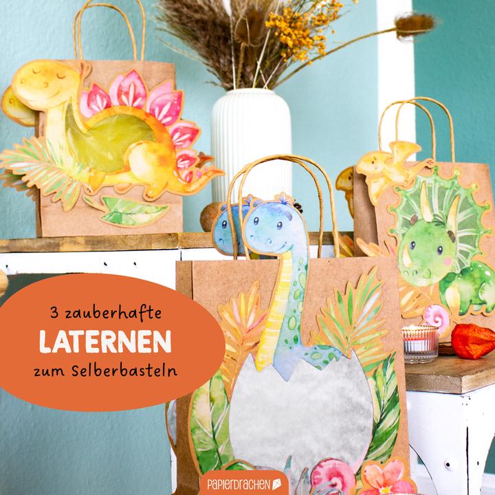 Produktbild Papierdrachen 3 Kinderlaternen Dino - Set 5