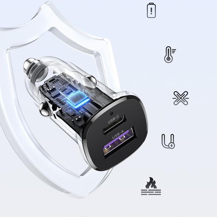 Actual product image Ugreen EC305 25845 car charger USB-C USB-A 30W - black