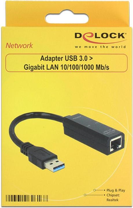 Actual product image Delock USB3.0 to LAN adapter, black (USB 3.0, RJ45 (1x))