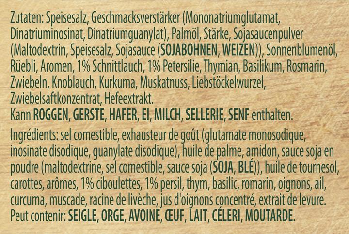Valeurs nutritives et ingrédients Knorr Kräuter Bouillon