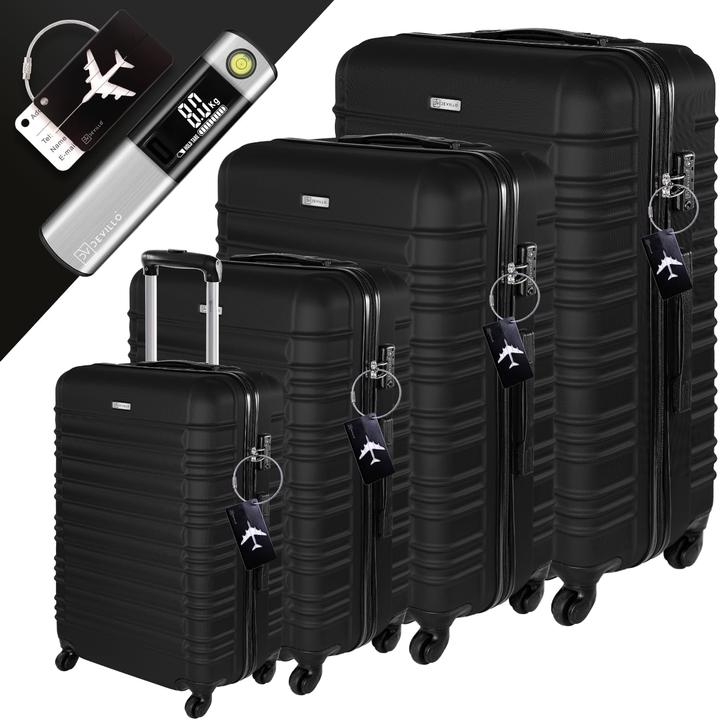 Produktbild Devillo 4-teiliges Hartschalenkofferset mit Teleskopgriff (120 l, Handgepäck (bis 50l), M (50 - 90l), L (90 - 115l), XL (ab 115l))