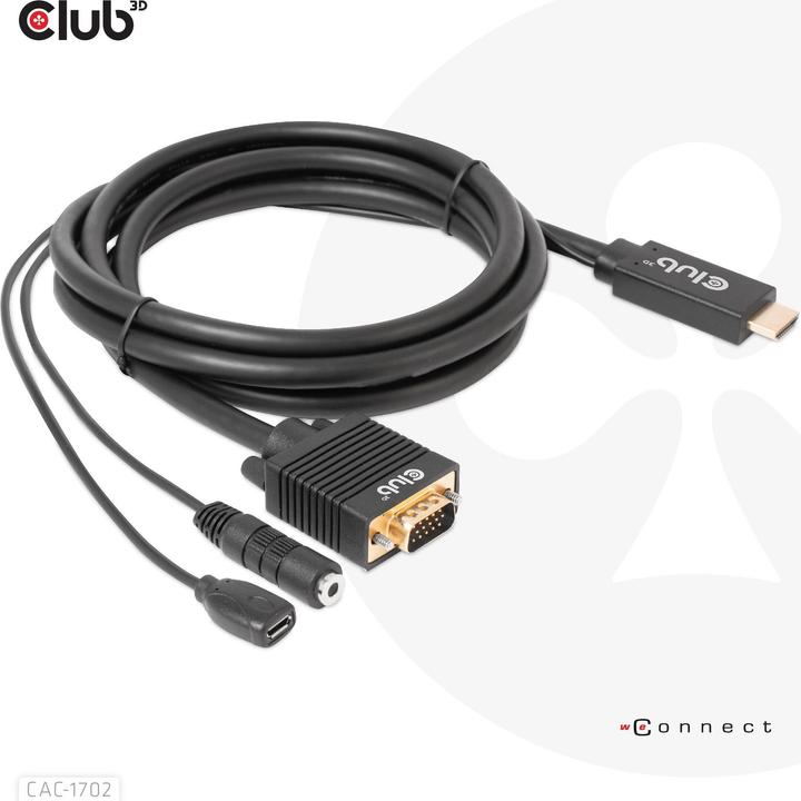 Image du produit Club 3D Câble Club3D HDMI+Micro-USB femelle > VGA+ mâle/femelle (2 m, HDMI)