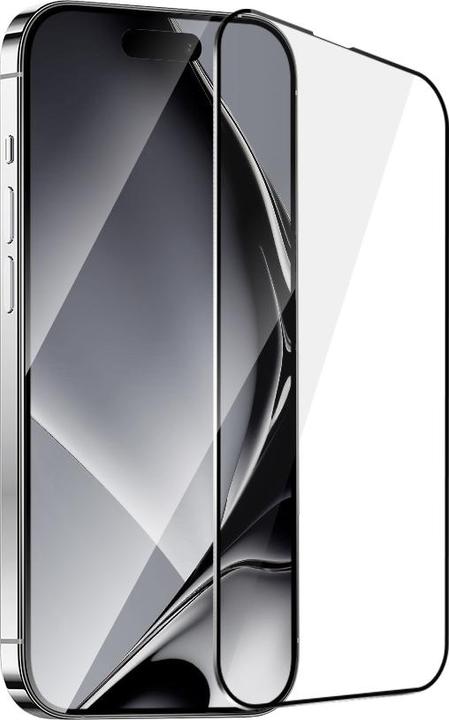 Actual product image OEM Tempered glass metal frame for iPhone 16 Plus 6,7" black frame