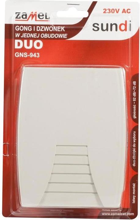 Image du produit Zamel Carillon DUO 230V 72dB blanc - GNS-943-BIA