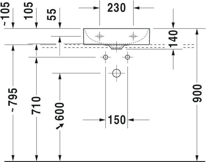 Produktbild Duravit Handwaschbecken DURASQUARE o ÜL m HLB 450x350mm o Hahnloch weiss WG (350 mm, 450 mm)