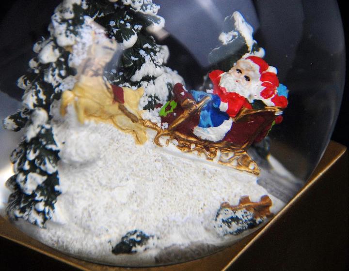 Actual product image Minimum Collection Snow globe "Christmas Santa in a reindeer sleigh in the winter forest"