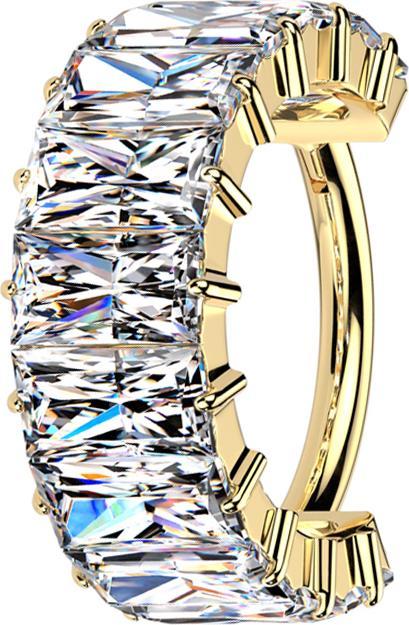 Produktbild Star Piercing Micro Segmentring klappbar vergoldet rechteckige horizontale Kristalle silber (Titan G23, ohne Messing)