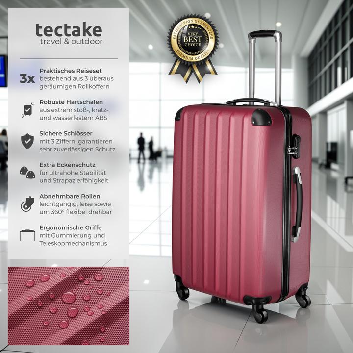 Produktbild tectake Hartschalenkofferset (95 l, M (50 - 90l), L (90 - 115l))