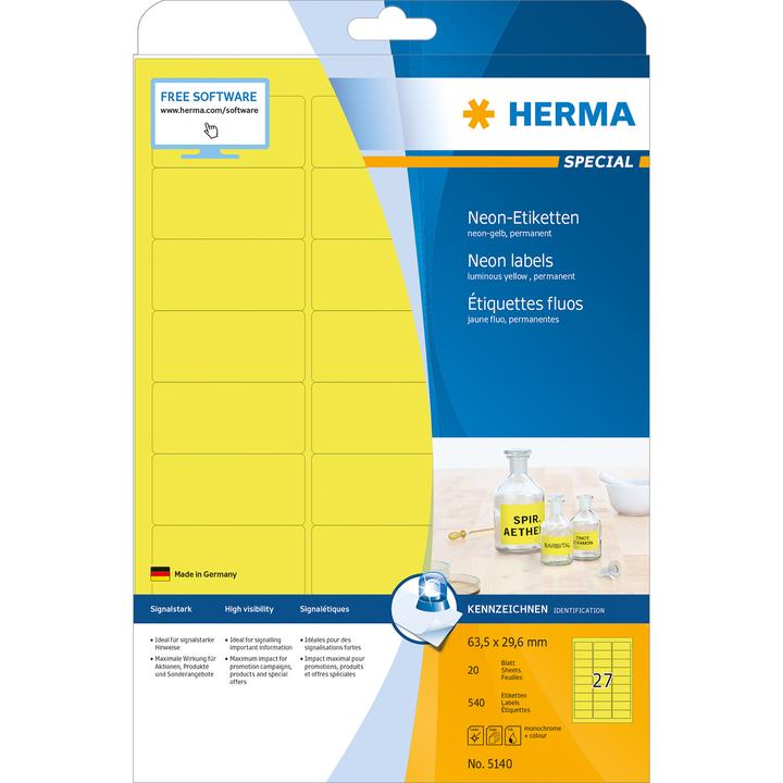 Actual product image HERMA Neon labels A4