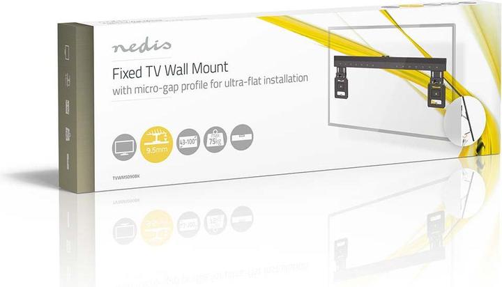 Produktbild Nedis Feste TV-Wandhalterung | 43 - 100 " | maximal unterstützes Bildschirmgewicht: 75 kg | Minimale (Wand, 100", 75 kg)