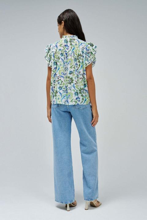 Immagine prodotto Salsa Jeans Kurzarmbluse Ruffled Detail Print Blouse (S)