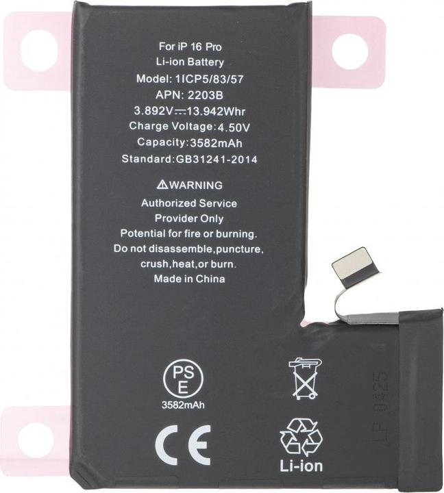 Produktbild Aftermarket Akku für iPhone 16 Pro, 3582mAh Capacity
