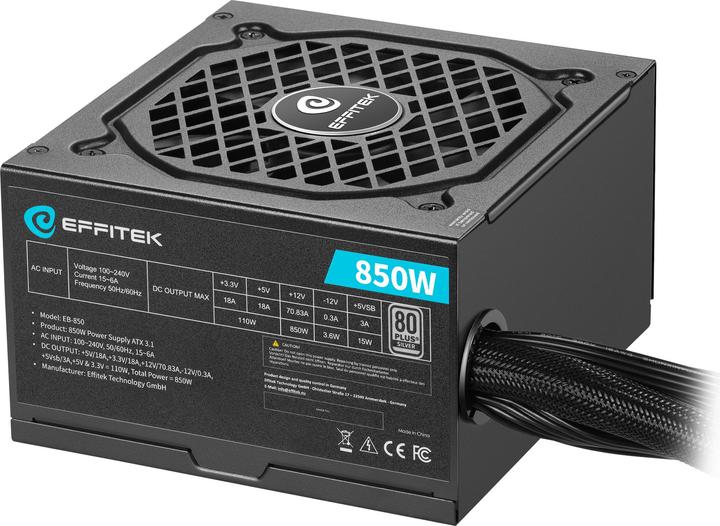 Actual product image Effitek Netzteil 850W Silver ATX 3.1, PCI 5.1 (850 W)