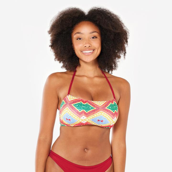 Olaian Bikini-Oberteil Damen Bandeau Surfen Lori Sangria rot (70)