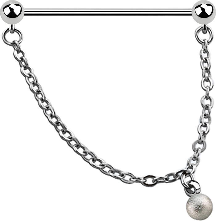 Star Piercing Barbell silber Schleife mit zwei Kugeln und Kugelanhänger gesprenkelt an Kette (ohne Messing, Chirurgenstahl 316L)