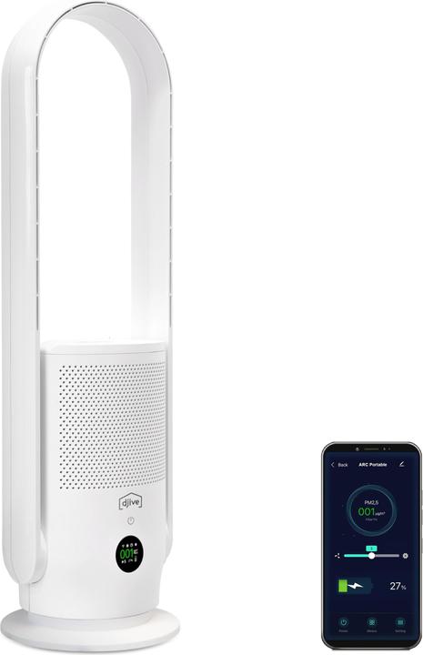 Productafbeelding Djive DJ50024 Flowmate Arc Portable 2-in-1: Luchtreiniger en ventilator op batterijen (25 m²)