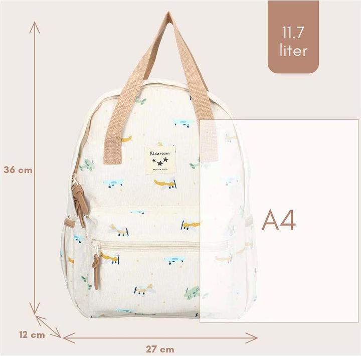 Produktbild Kidzroom Lille Small Talk Rugzak - Beige - Vliegtuigen