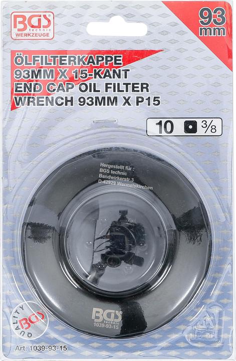 Image du produit BGS Clé à filtres cloches 15 pans Ø 93 mm pour Honda, Mazda, Mitsubishi, Nissan, Volvo