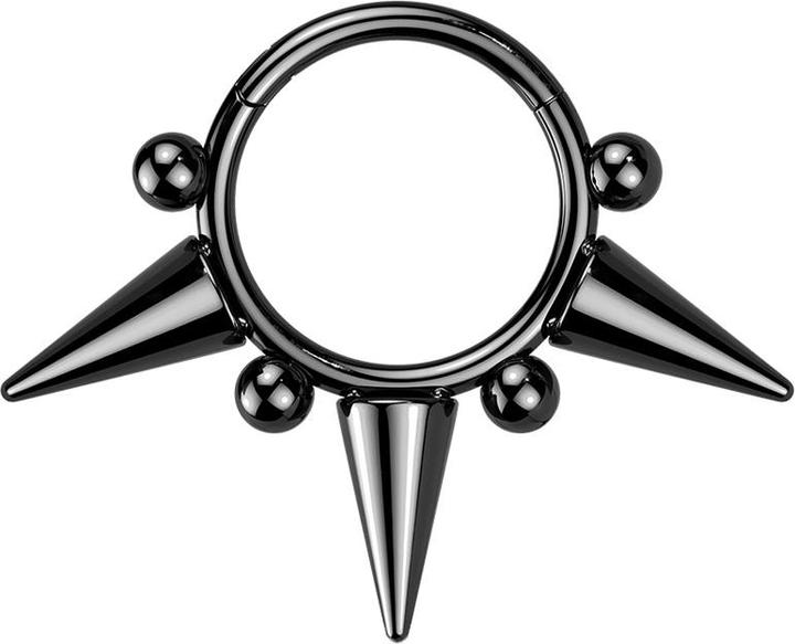 Immagine prodotto Star Piercing Anello a microsegmenti pieghevole nero con cono e palline (senza ottone, Acciaio chirurgico 316L)